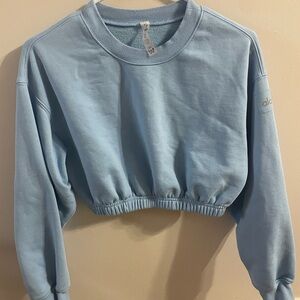 ALO Yoga Women's Sky Blue Cropped Sweatshirt